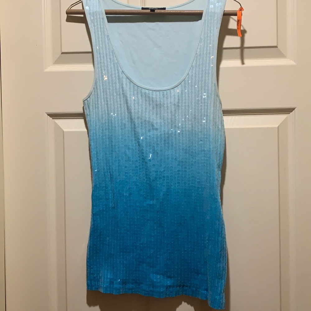 Express Ombre Blue Sequin Tank Top